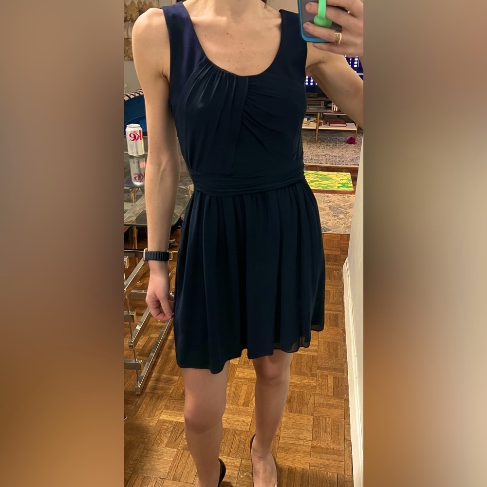 Theory Lightweight Navy Blue Silk Dress Sz. 2